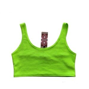 Boohoo Neon Green Crepe Bralet Size 6